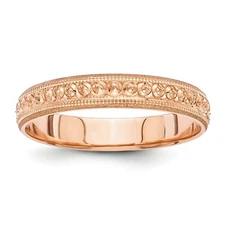 14k Rose Gold 3mm Circle Etched Milgrain Satin Edge Wedding Band Size 5 to 8.5