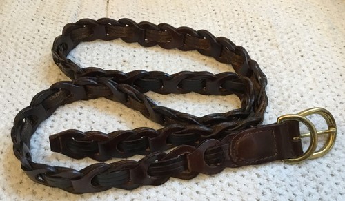 Vintage Lane Bryant Braided Leather Belt Chain Link Distressed XL | eBay