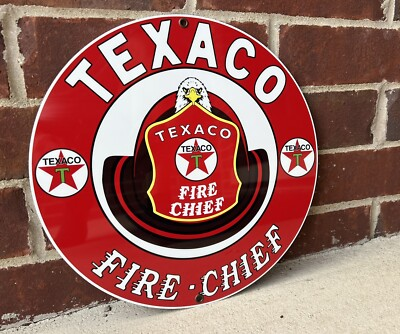 #ad #ad Texaco Fire Chief Gasoline metal sign Oil Gas Pump Plate $23.00