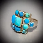 STERLING SILVER SOUTHWESTERN TURQUOISE , SODALITE RING SIZE 6.75 Vintage