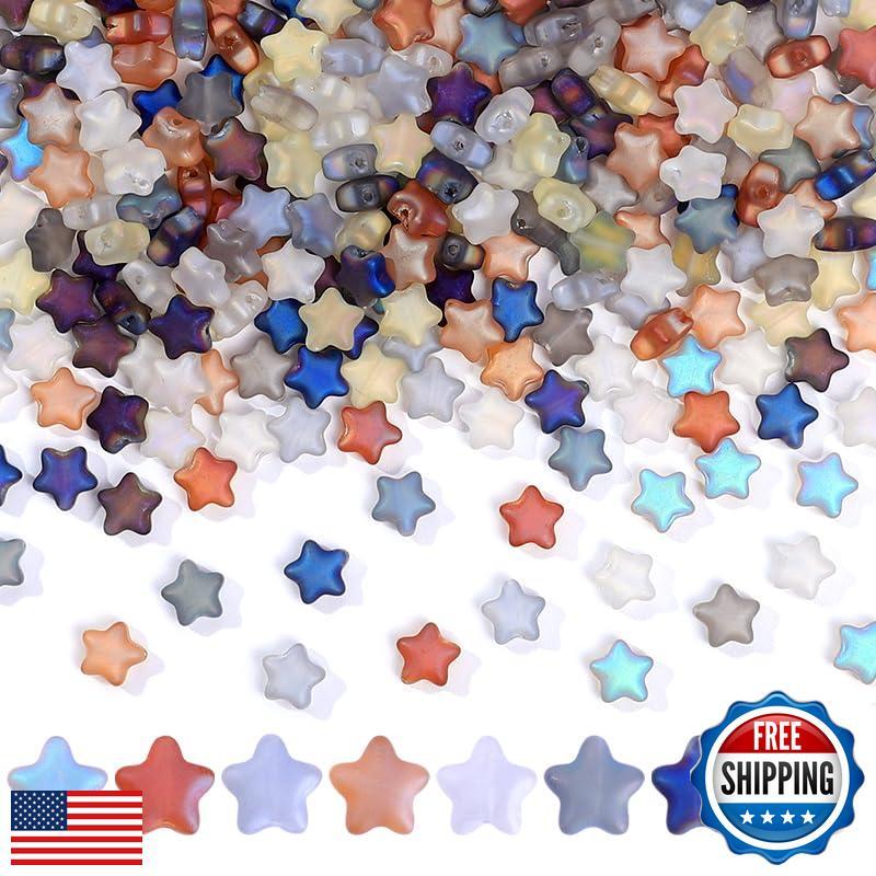 Victlov 300pcs Glass Crystal Star Beads 8mm Star Glass Spacer