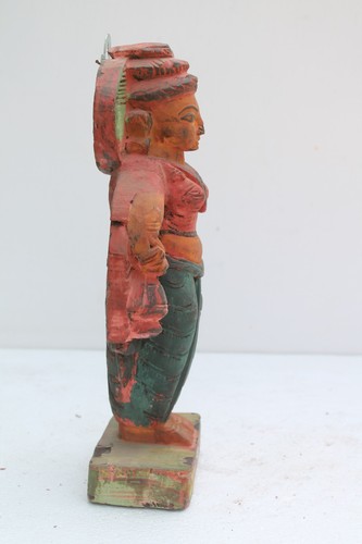 Vintage Old Wooden Hand Carved Dancing Lady Figurine Wall Hanging Statue NH2082 - Picture 9 of 11