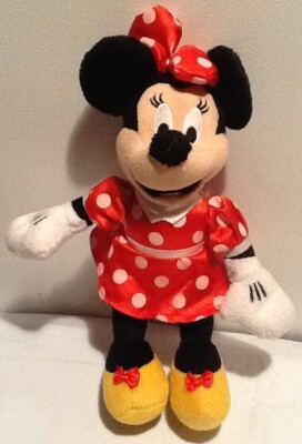 Disney Minnie Mouse Plush Standing Red Polkadot Dress 10'' USED