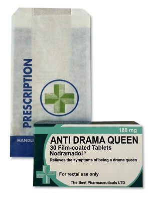 BOL LTD Anti Drama Queen Novelty Joke Pill Tablet Box - Fun Rude Xmas/Birthday Gift