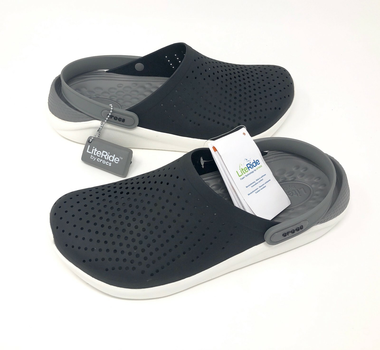 CROCS LITERIDE CLOGS Mens Size 5 black 
