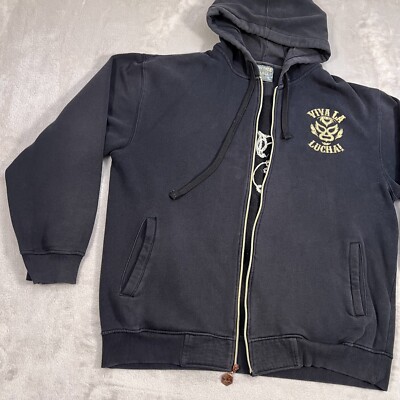 Southpole X La Mascara Sweater Mens XL Black Hoodie Y2K Faded