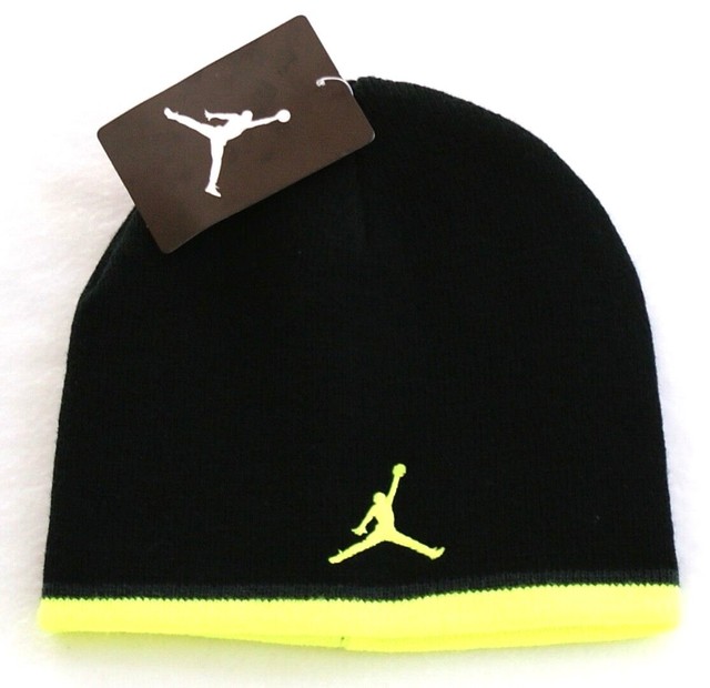 Nike Jordan Jumpman Black & Volt Knit Beanie Skull Cap Youth Boy's 8-20 NWT | eBay