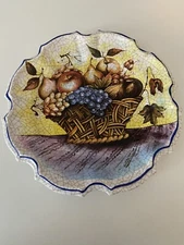 Vtg 6 LAMI Italy Decorative Fruit Vegetable Harvest Scalloped Plates Melamine 8"