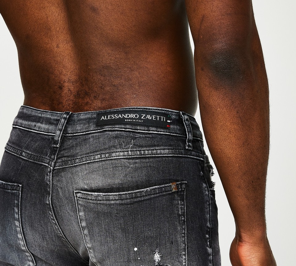 Alessandro Zavetti Benzio Superslim Denim Jean - BLACK | eBay