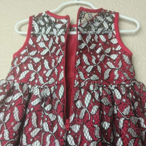 Penelope Mack Girls Sleeveless Lace Dress, Red/Black Floral Black Size 3t - Picture 7 of 10