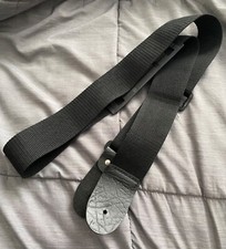 Black Nylon Guitar Strap 2  Wide Adjustable Open Box Item New Condition. 