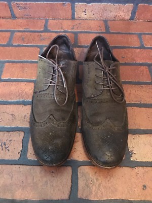John Varvatos Wingtip Oxford Brown Rugged Suede Size 8.5 | eBay display picture 1