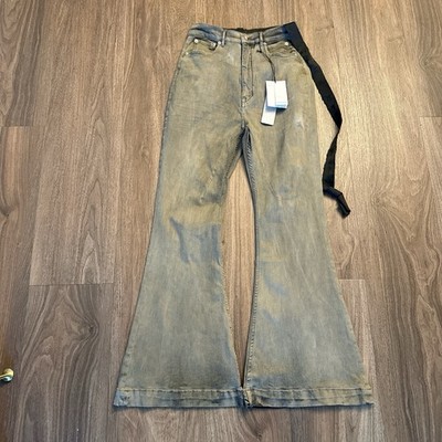 nwt rick owens drkshdw Long Distressed detroit cut Bell Bottom Jeans Size 32