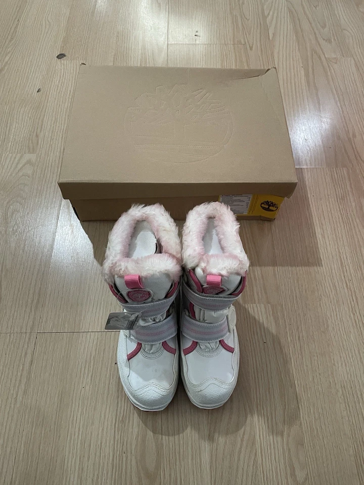 Timberland 33709 Botas Snow Stomper Blanco y Rosa Talla 2 Juvenil Piel Termolite NUEVO Foto 2 de 4