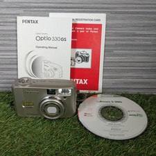 Pentax Optio 330 GS Digital Camera 3.2MP Silver Flip Screen Tested And Working