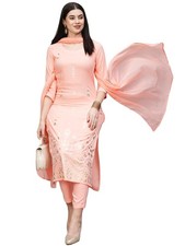 GoSriKi Women's Cotton Blend Straight Printed Kurta with Pant  Dupatta