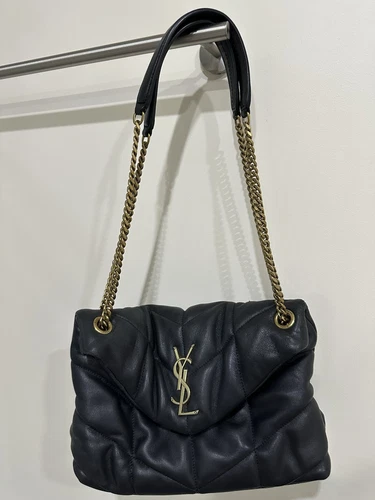 SAINT LAURENT (YSL) Borsa a mano nera YSL in pelle di agnello