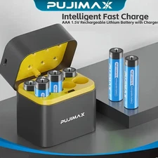 PUJIMAX 8 Pack Rechargeable 1.5V 1512mWh AAA Battery Lithium with Fast Charger