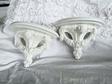 Beautiful Vintage Ornate Wood Wall Shelves Sconce White Shabby Chic