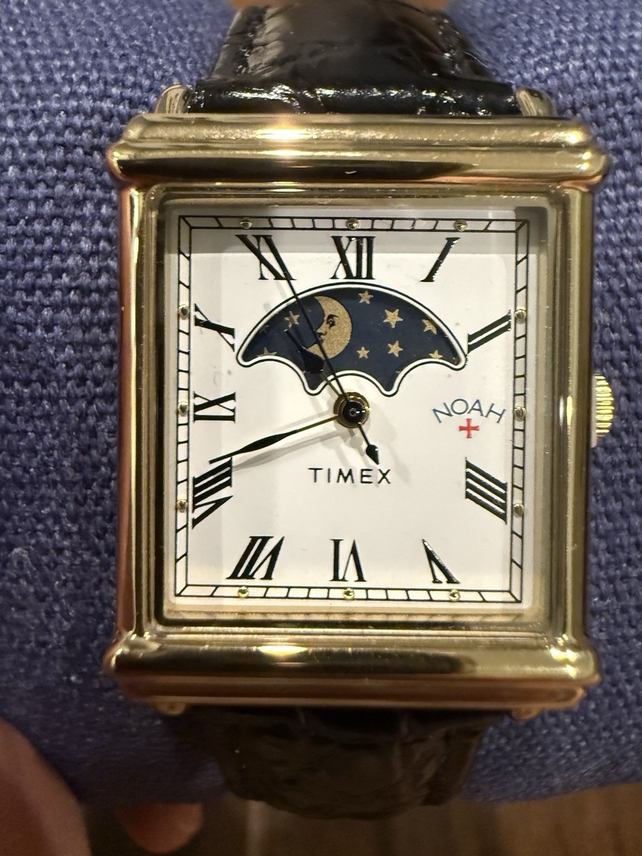Noah x Timex Sun and Moon Watch Black leather strap