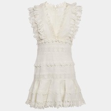 Zimmermann White Linen Wayfarer Flutter Dress M