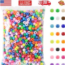 1200 Pcs Plastic Pony Beads for Bracelet Making, Multi-Colored Beads for Hair...