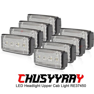 8x Rectangular LED Head Light Fits  Deere RE306510,R161288,RE37450,RE340681