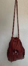 NEW Soft Leather Fringe Small Bag With Braided Strap Hand Made