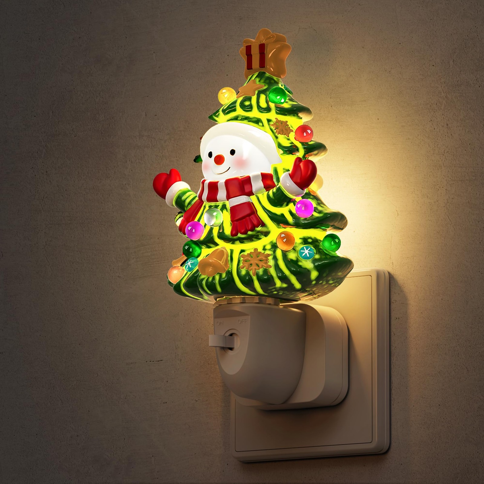Arbre de Noël Veilleuse Prise LED Blanche avec Capteur Automatique