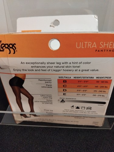 2 pr Leggs Ultra Sheer Reinforced Panty, PantyHose Coffee, SIZE D NEW - Picture 4 of 4