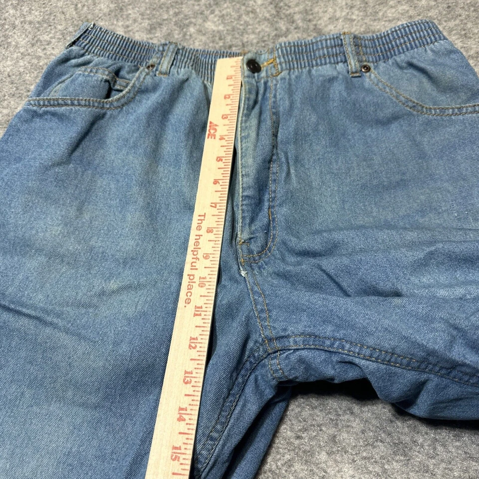 复古 Habands Ice House 法兰绒内衬牛仔裤男式 36S 蓝色浅水洗牛仔布 — 第 4/4 张图片