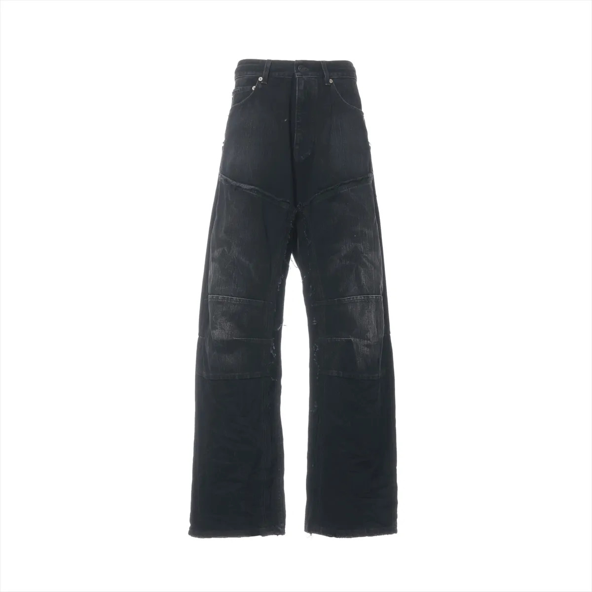 Balenciaga 25 years Cotton Denim Pants XS Men's Black  809444 Damage processing