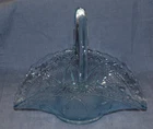 Vintage Princess House by Fenton Ice Blue 10" Glass Basket Leaf & Diamond