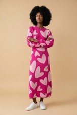 JulyLove Heart Knit Dress Maxi Pink Rose Organic Cotton Limited Made NEW ver. size