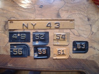 Complete Lot of New York License Plate Tab 1943 49 52 54 56 59 61 63 Car Pass