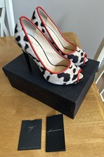 Giuseppe Zanotti Leopard Print Calf Hair Open Toe Heels Rare EUR 36.5 US 6.5