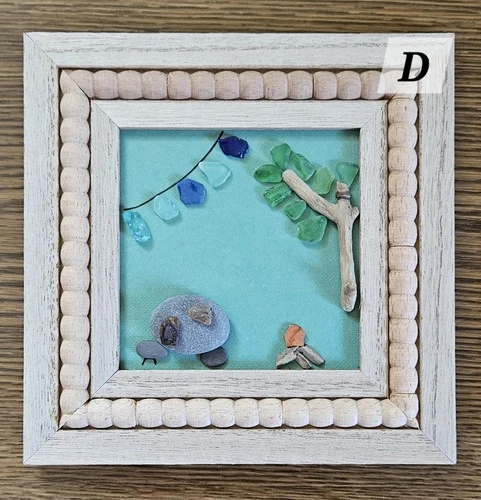 Lake Erie Beach Glass and Pebble Art CAMPER CAMPING  Picture Coastal Decor Sea 