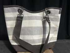 Thirty One Canvas Crew Mini - Taupe Straw Stripe