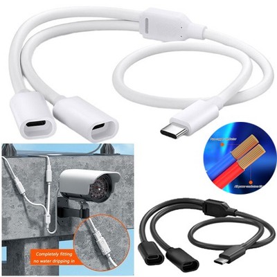 Outdoor Solar Panel Camera USB C Splitter Charging Cable For Security Systems&