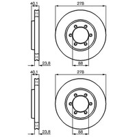 2X Bosch Bremsscheiben 278Mm BelÜFtet Vorne Passend FÜR Daewoo Korando Musso