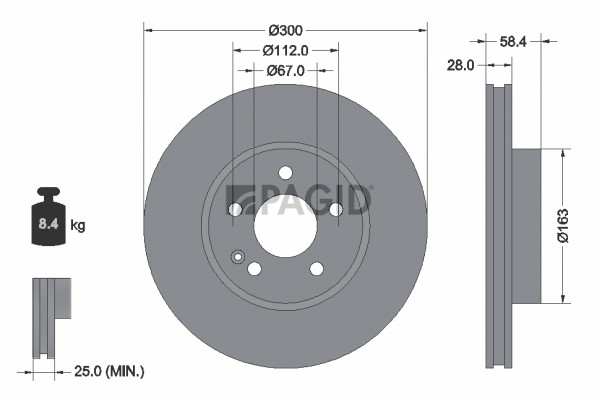 2X Pagid Bremsscheibe InnenbelüFtet Ø300Mm FüR Mercedes-Benz Viano W639-image