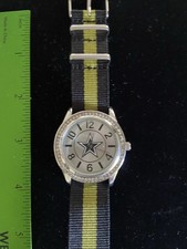NFL Game Time Dallas Cowboys Watch Japan Movt Silver Tone Black Band Works Great