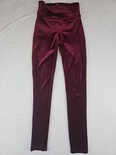 SPANX Womens Velvet Leggings Burgundy 2070 Small 23 X 28