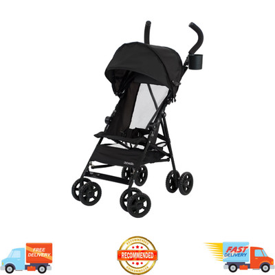 Kolcraft Cloud Lightweight Umbrella Stroller, Compact Travel Toddler Pram, Black