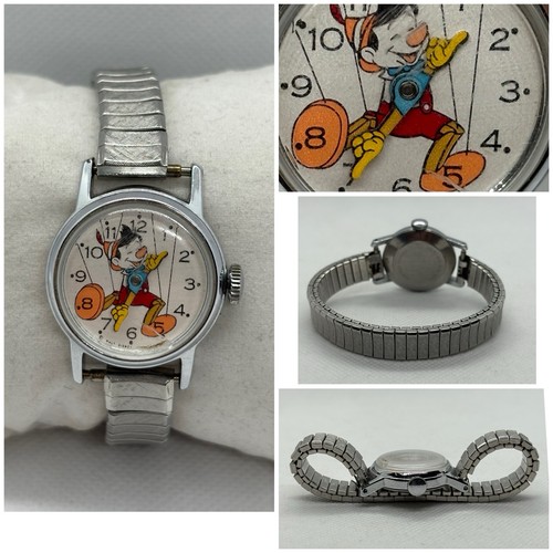 PINOCCHIO 60s Timex Manual Wind Walt Disney Productions Wind Up Works Tells Time