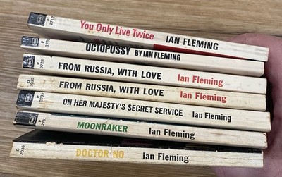 PAPERBACK Book Lot x7 IAN FLEMING 007 Doctor No Moonraker Octopussy Russia 