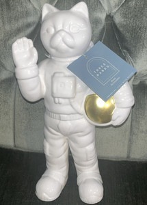 New Cat Ceramic Astronaut Statue Vase 12” with tags by Three Hands Home Decor