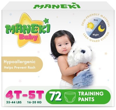 Maneki Baby Disposable Diapers Pull-up Training Pants 4T 5T, 72 Count (35 44 lb)