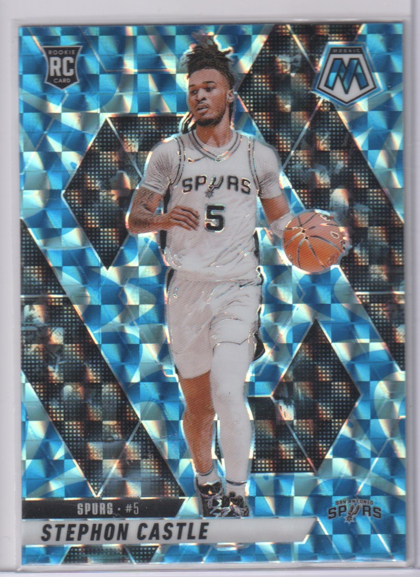 2024-25 Panini Mosaic #236 Stephon Castle Reactive Blue Mosaic