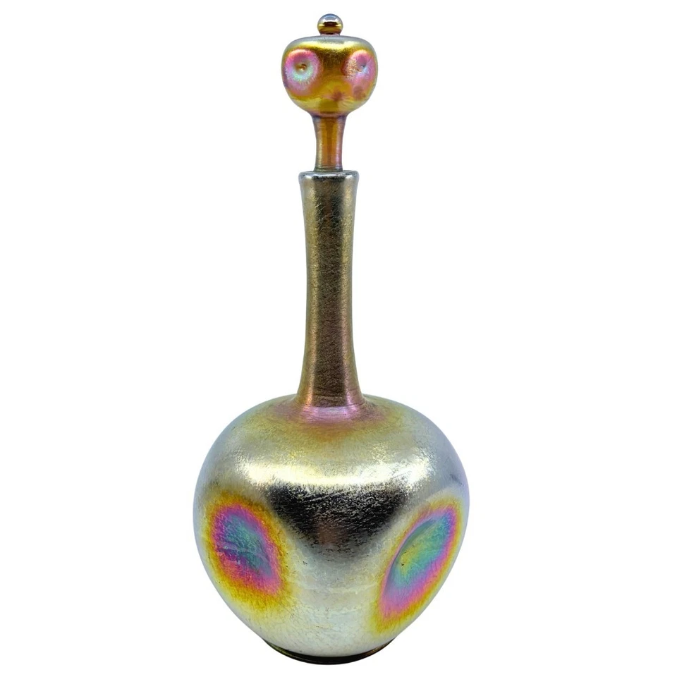 Exceptional Gold Favrile Art Glass LC Tiffany Decanter Set - Six Cordials 1905 - Image 3 of 4